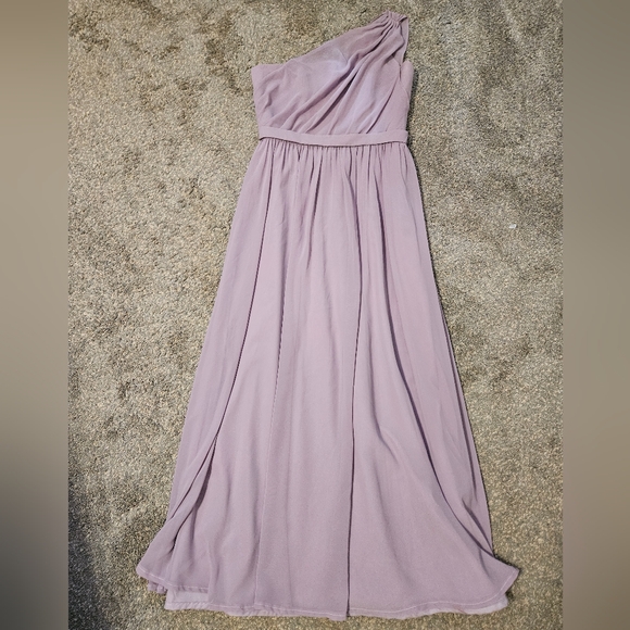Purple Ruched One-Shoulder Gown for Weddings - Picture 2 of 5